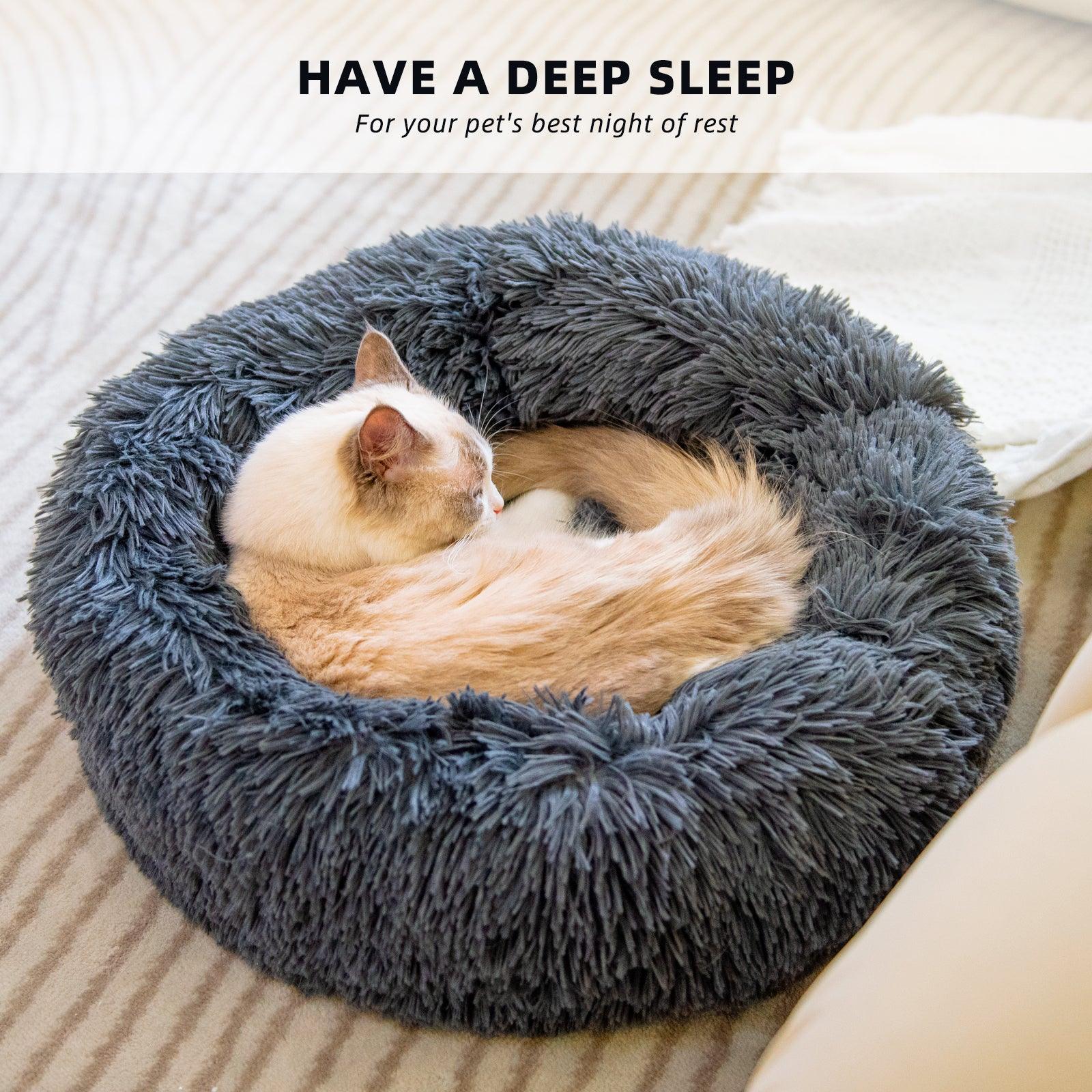 Luxury Plush Donut Pet Bed: Cozy Haven For Small Dogs And Cats