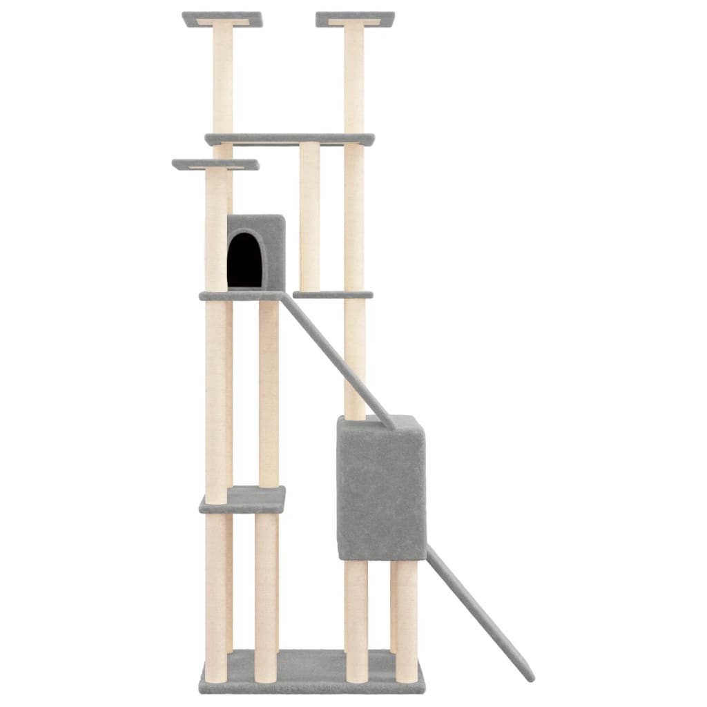 NNEVL Cat Tree with Sisal Scratching Posts Light Grey 190 cm