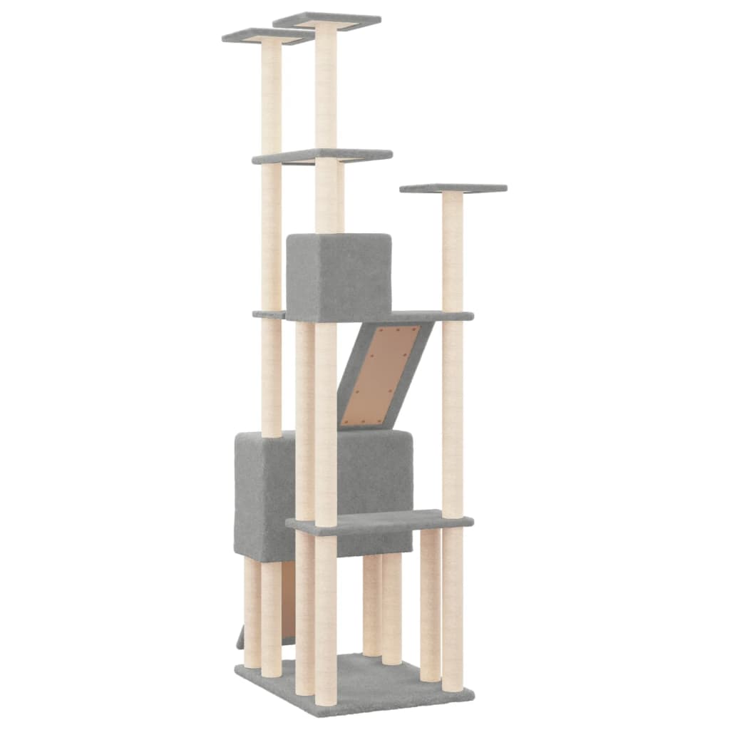 NNEVL Cat Tree with Sisal Scratching Posts Light Grey 190 cm