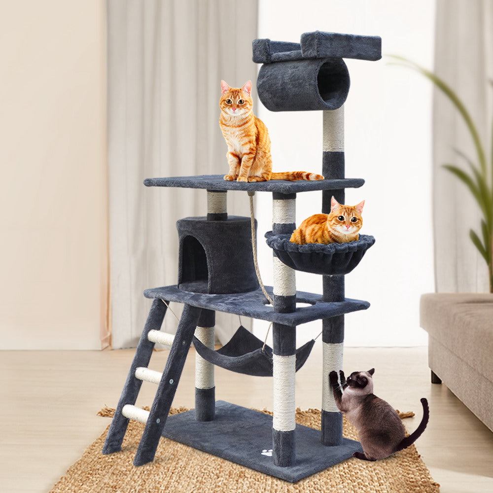 NNEDSZ Cat Tree 141cm Trees Scratching Post Scratcher Tower Condo House Furniture Wood